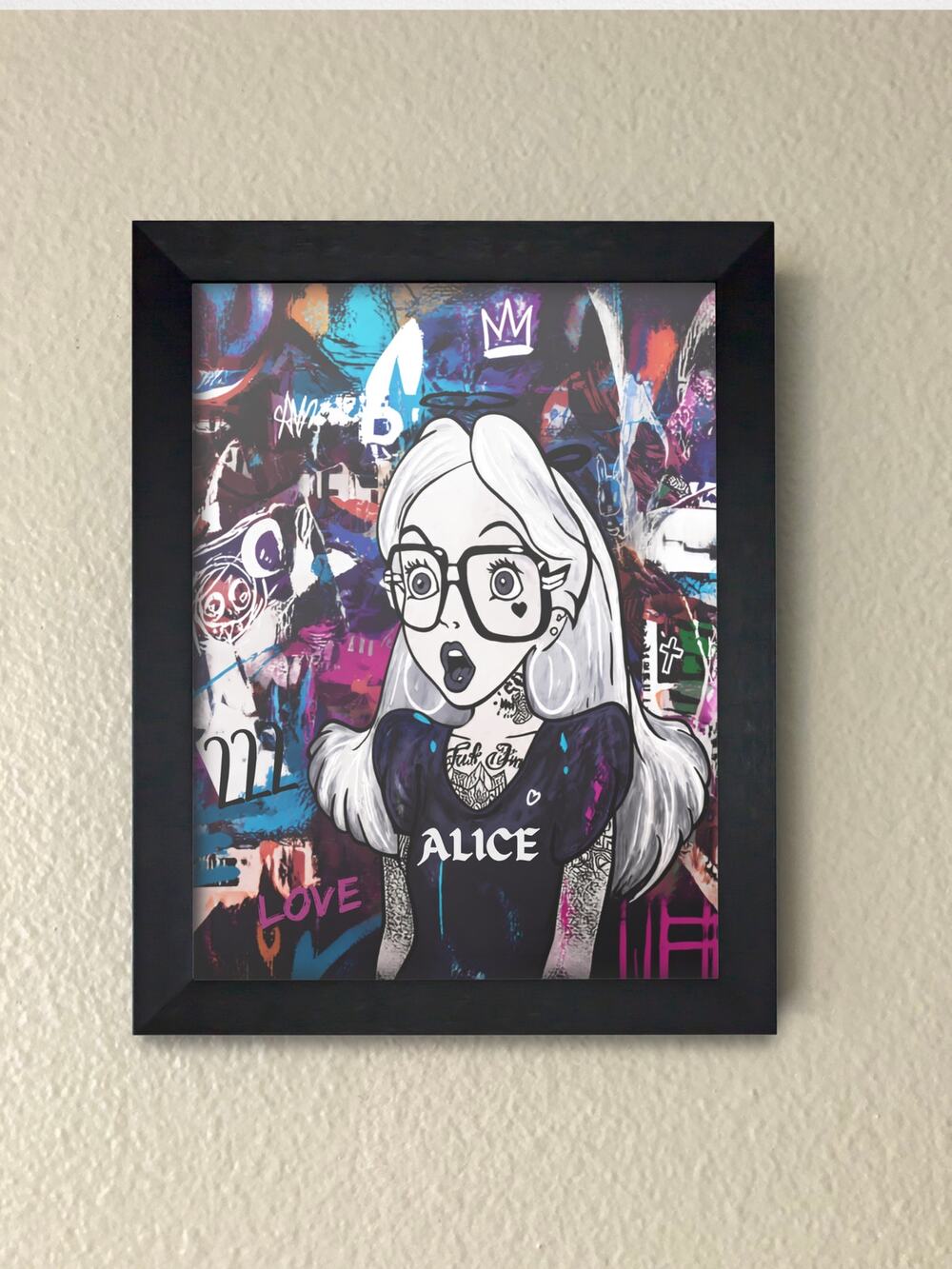 Alice in Wonderland Street Art Wall Art – Graffiti Pop Art Framed Print